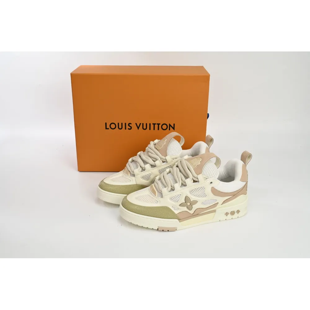 LJR Louis Vuitton Leather lace up Fashionable Board Shoes Grey