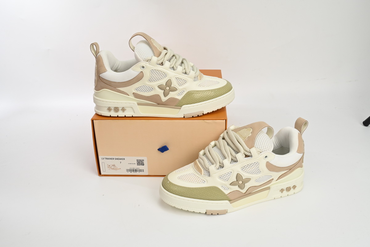 LJR Louis Vuitton Leather lace up Fashionable Board Shoes Grey