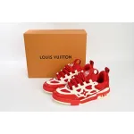LJR Louis Vuitton Leather lace up Fashionable Board Shoes Red