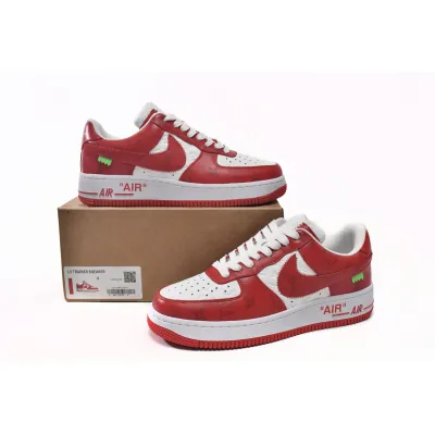 LJR Louis Vuitton Nike Air Force 1 Low By Virgil Abloh White Red 02