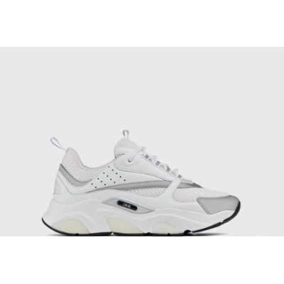 LJR Dior B22 Sneaker White Technical Mesh With White And Silver-tone Leather 01