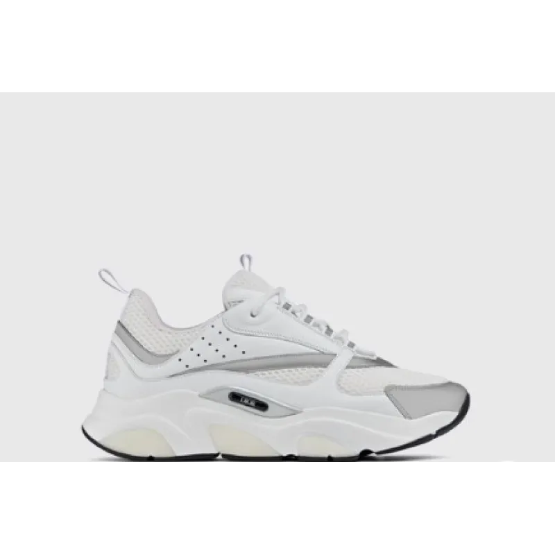 LJR Dior B22 Sneaker White Technical Mesh With White And Silver-tone Leather