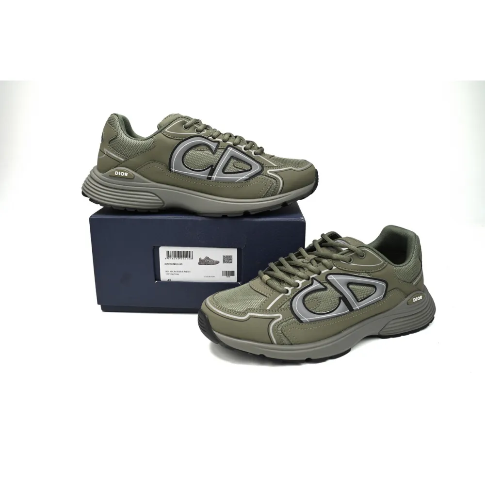 LJR Dior Light Grey B30 Sneakers Olive Color,3SN279ZMA-16140