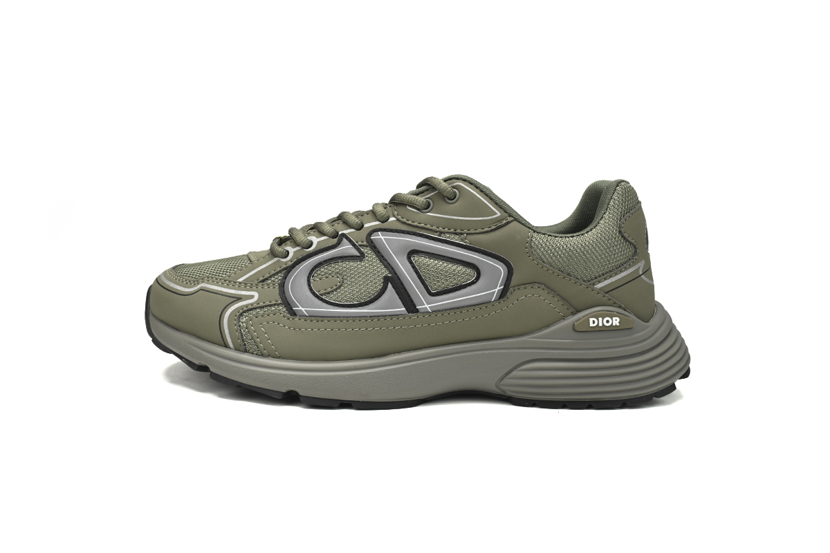 LJR Dior Light Grey B30 Sneakers Olive Color,3SN279ZMA-16140
