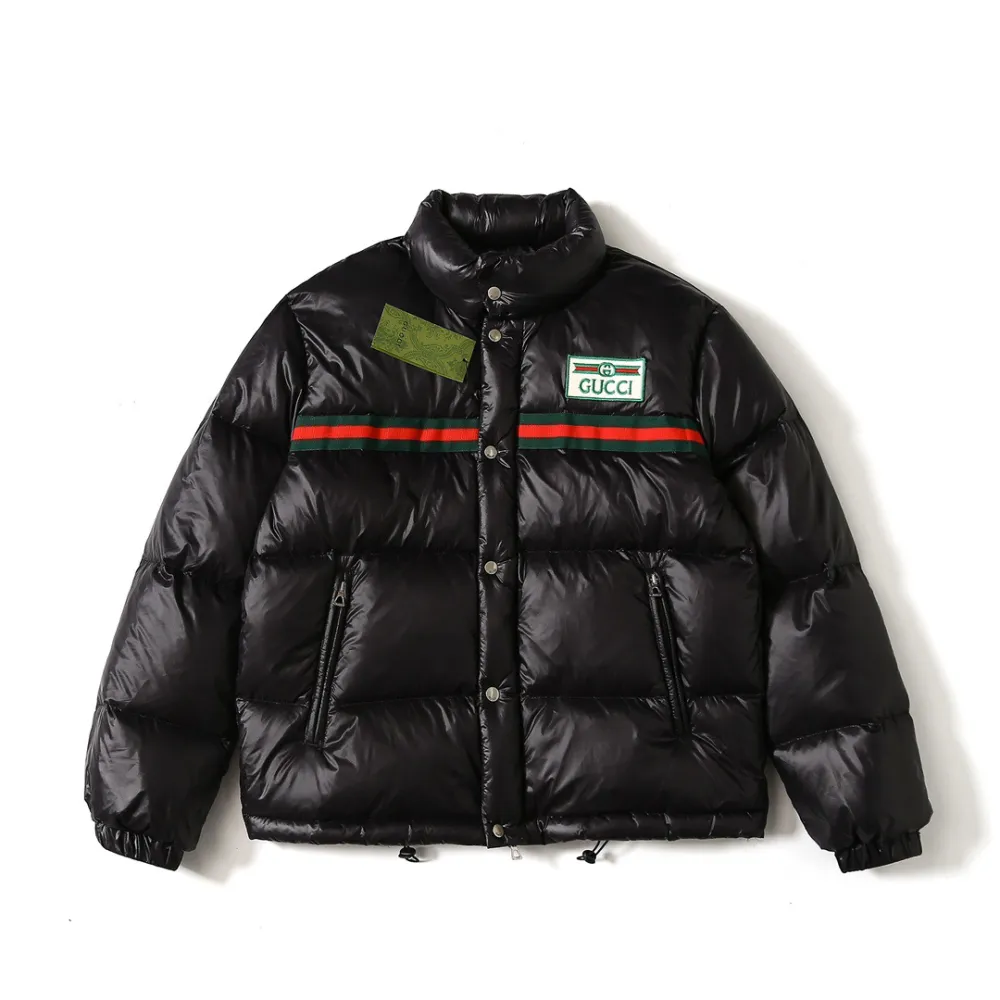 GUCCI SS23 logo red and green web down jacket