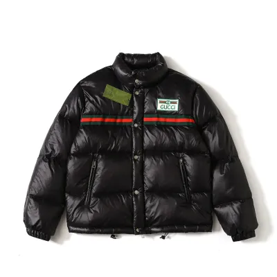 GUCCI SS23 logo red and green web down jacket 01