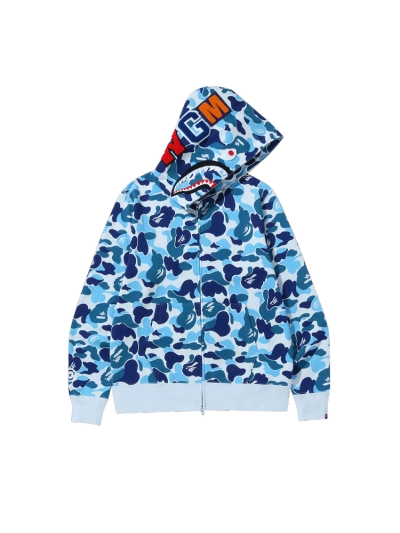 BAPE Big ABC Camo Shark Full Zip Hoodie Blue 02