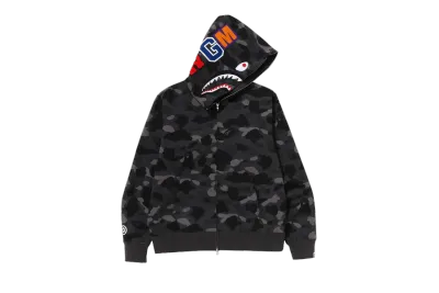 BAPE Color Camo Shark Full Zip Hoodie Black 01