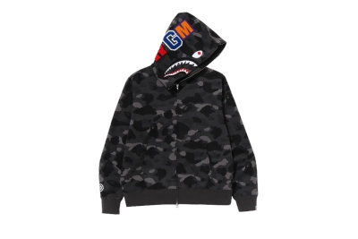 BAPE Color Camo Shark Full Zip Hoodie Black 01
