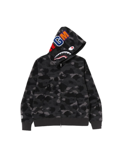 BAPE Color Camo Shark Full Zip Hoodie Black 01