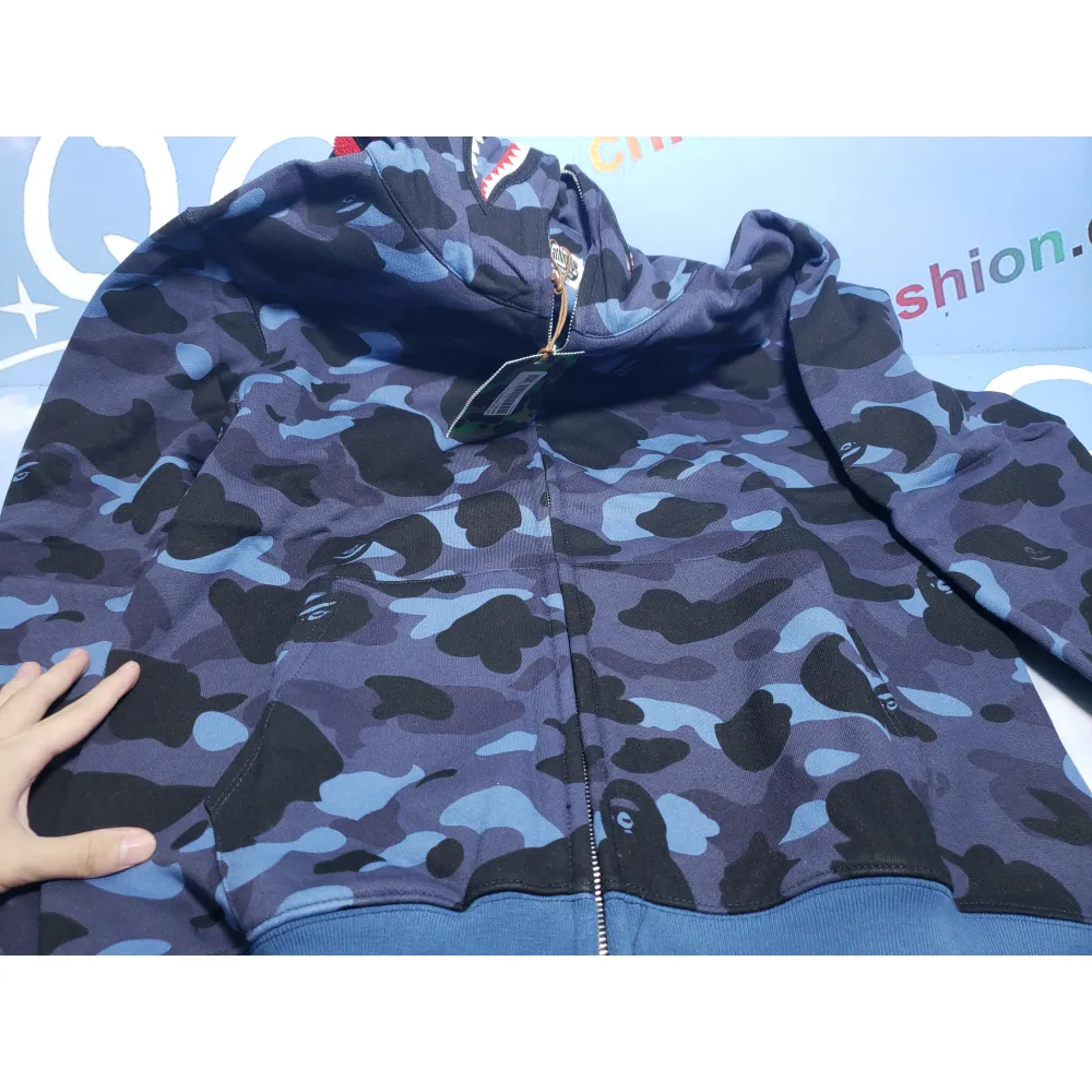 Perfectkicks BAPE Color Camo Shark Full Zip Hoodie Navy