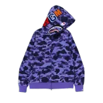 BAPE 1st Camo Jersey Shark Full Zip Hoodie Purple