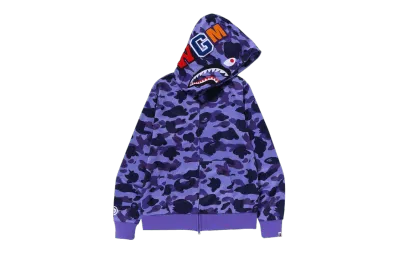BAPE 1st Camo Jersey Shark Full Zip Hoodie Purple 01