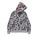 BAPE Honeycomb Camo Shark Full Zip Hoodie Grey