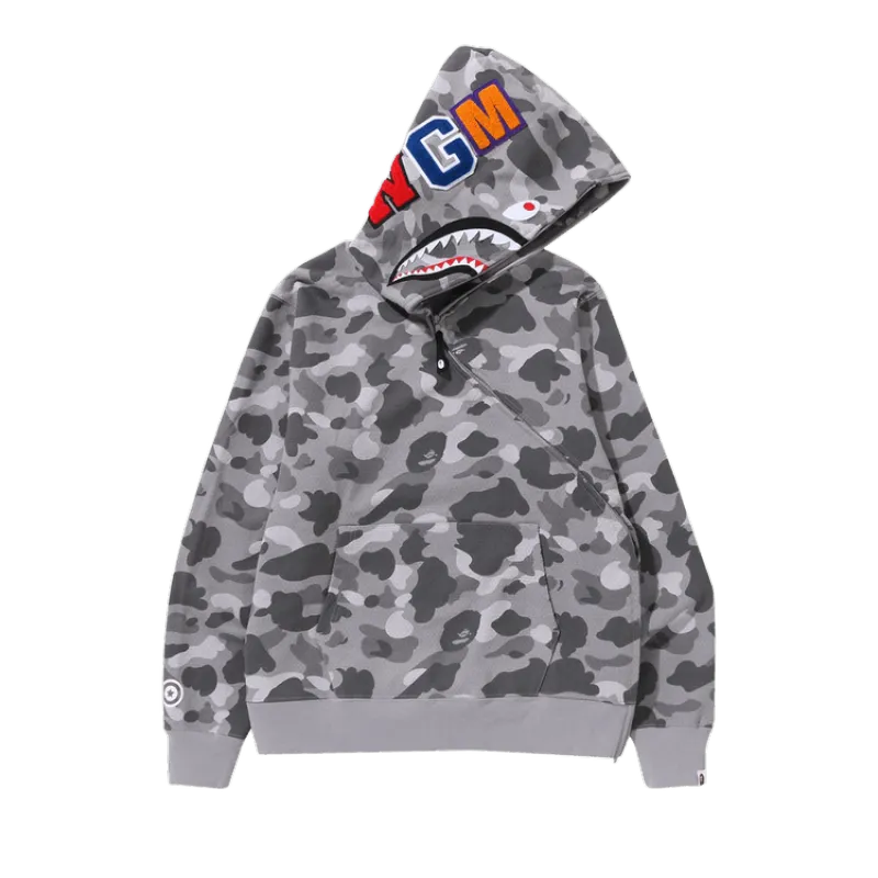 Perfectkicks BAPE Honeycomb Camo Shark Full Zip Hoodie Grey