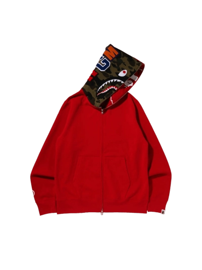 BAPE Crazy Face Full Zip Hoodie Red 01