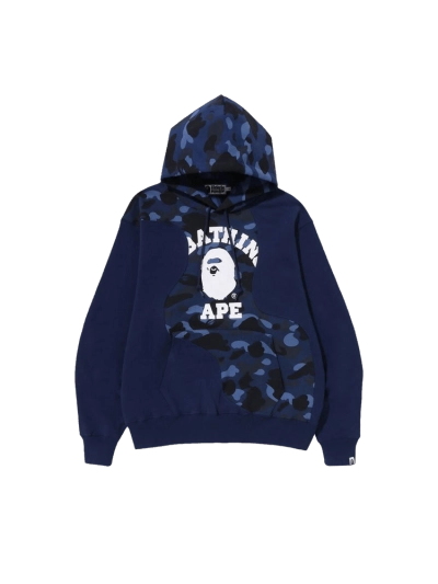 BAPE Color Camo College Cutting Relaxed Fit Hoodie Navy 01