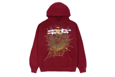 SP5DER Logo Maroon Hoodie 01