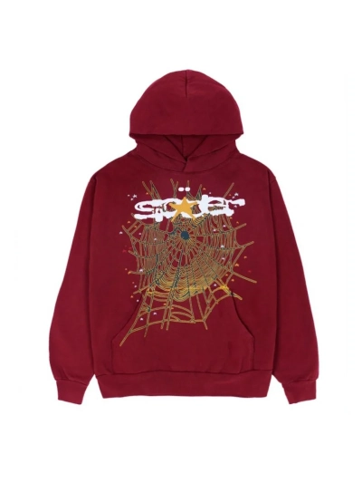 SP5DER Logo Maroon Hoodie 01