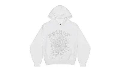 SP5DER OG Rhinestone White Logo Hoodie 01