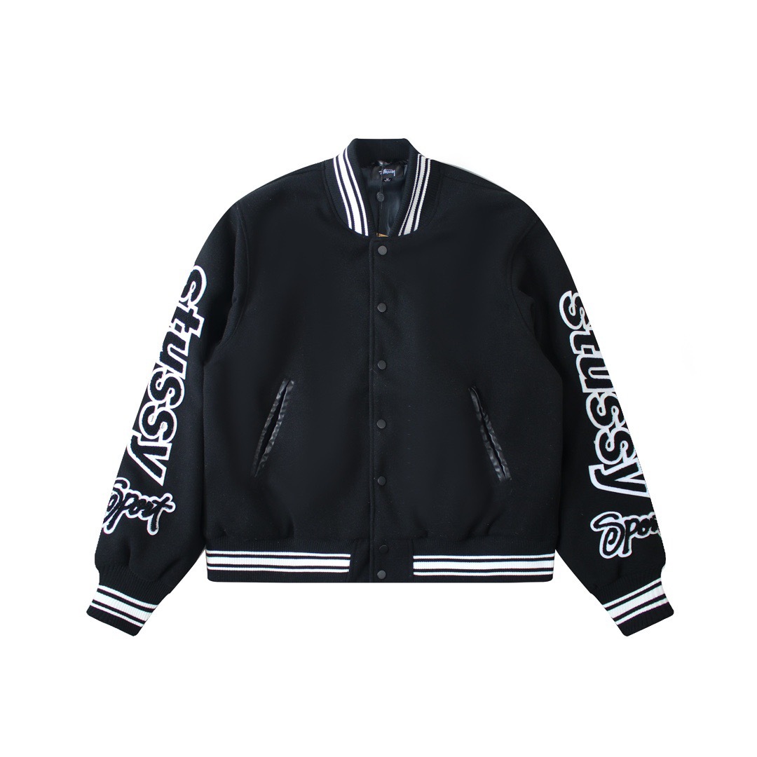 Stussy VARSITY JACKET double sleeve flocking patch 2024