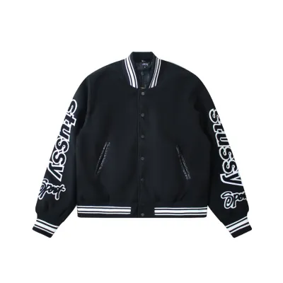 Stussy VARSITY JACKET double sleeve flocking patch 2024 01