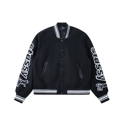 Stussy VARSITY JACKET double sleeve flocking patch 2024 01