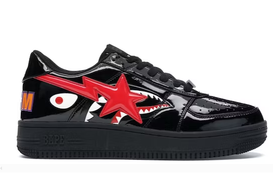 LJR A Bathing Ape Bape Sta Low Shark Black,1H30-191-012-BLK