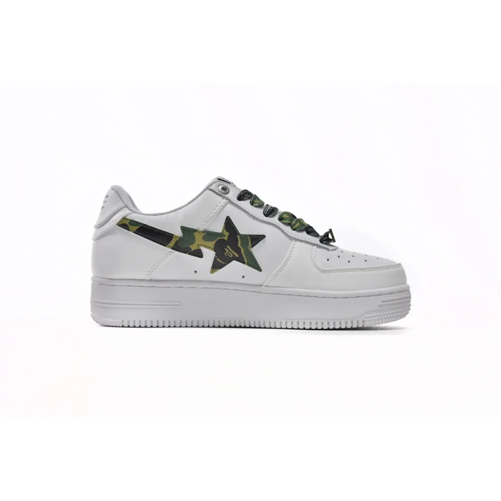 Special Sale A Bathing Ape Bape Sta Low White Green Camouflage 1H20-191-045