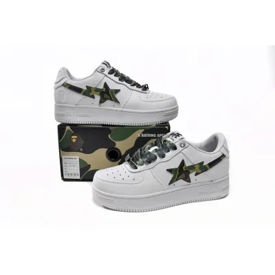 Special Sale A Bathing Ape Bape Sta Low White Green Camouflage 1H20-191-045 02