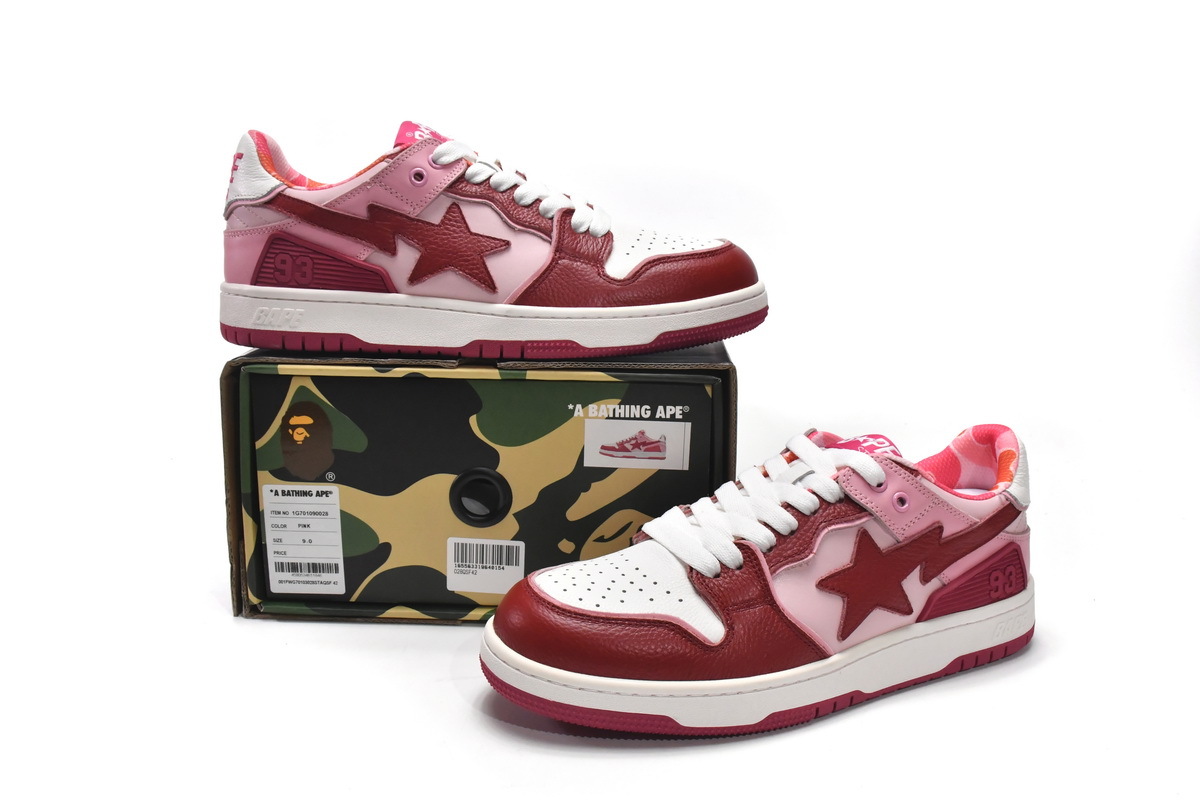 LJR A Bathing Ape Bape Sta Low Green Hills White Red,1G70-109-0028