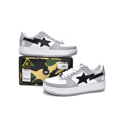 LJR A Bathing Ape Bape Sta Low White Grey Black,1G70-109-0004 02