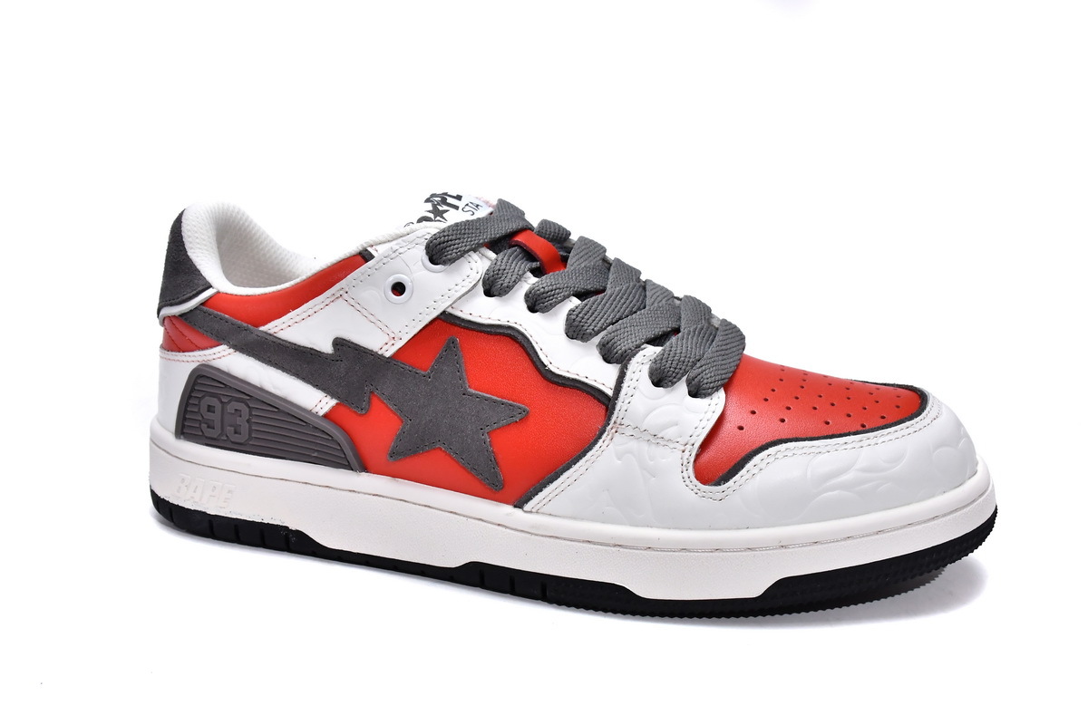 LJR A Bathing Ape Bape Sk8 Sta Low White Red,1G70-109-0020