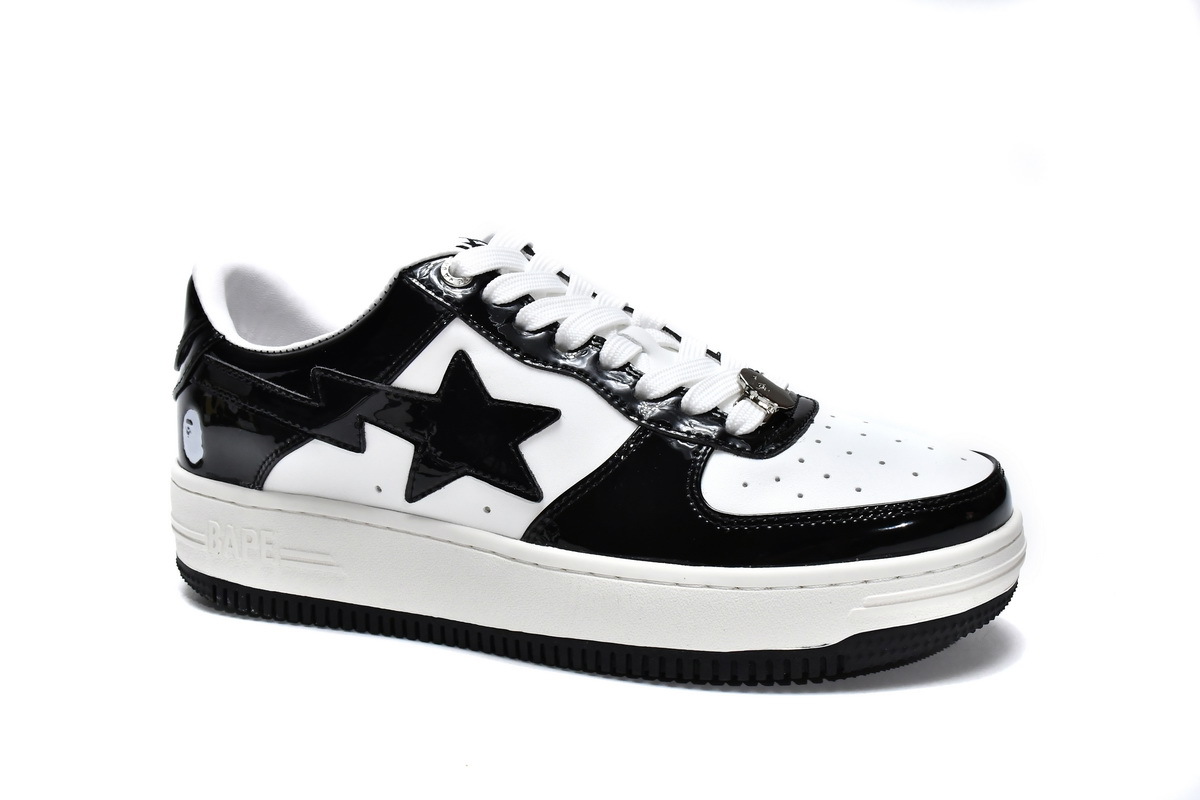 LJR A Bathing Ape Bape Sk8 Sta Low White Black，1G70-109-0001