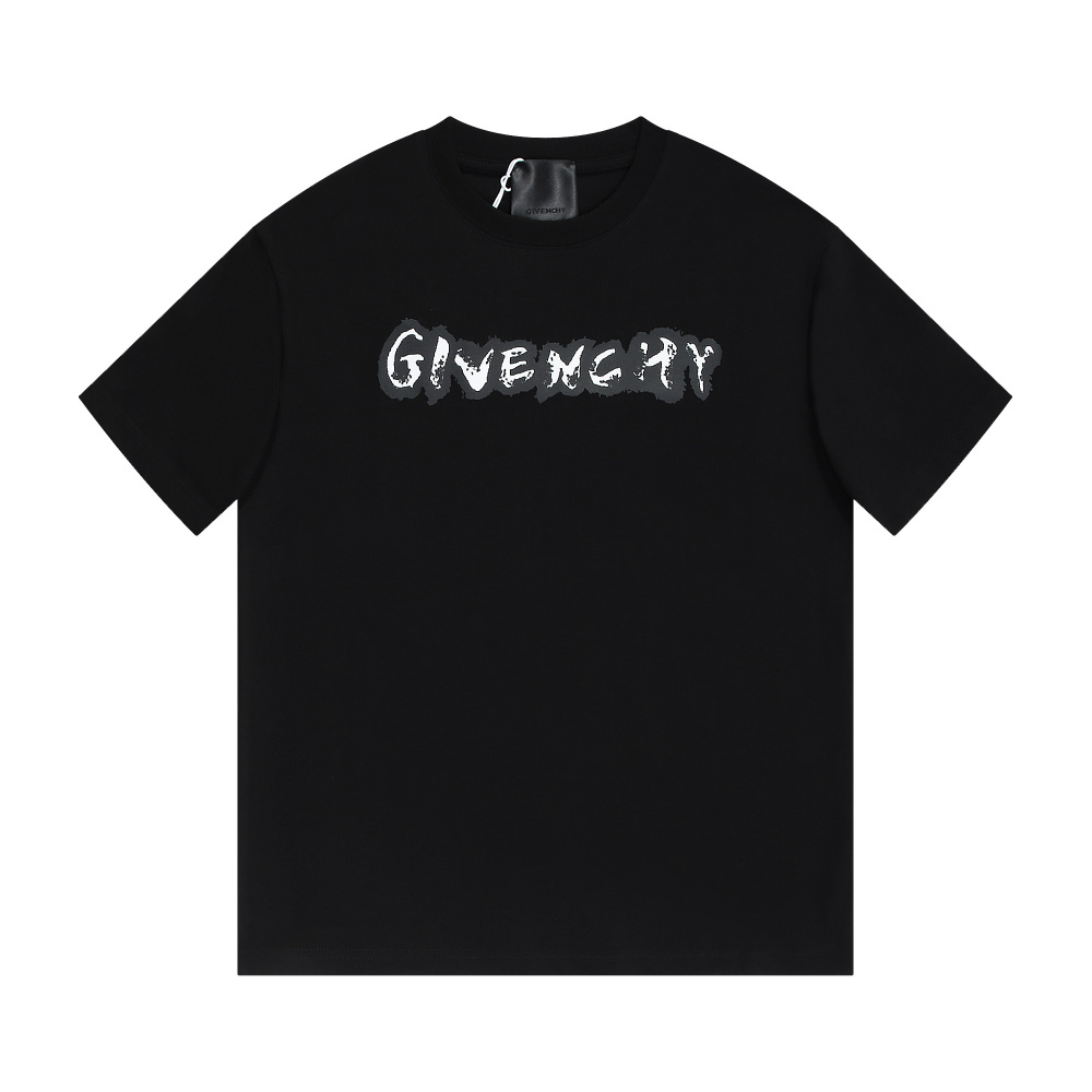 Givenchy-front and back graffiti letter short-sleeve black T-Shirt