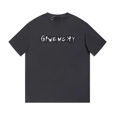 Givenchy-front and back graffiti letter short-sleeve gray T-Shirt 01