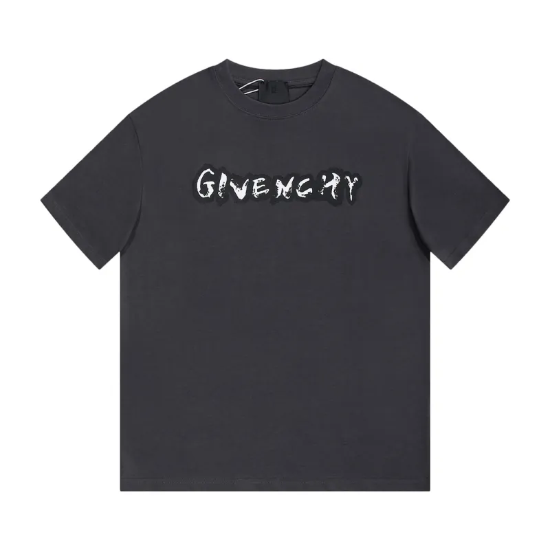 Givenchy-front and back graffiti letter short-sleeve gray T-Shirt