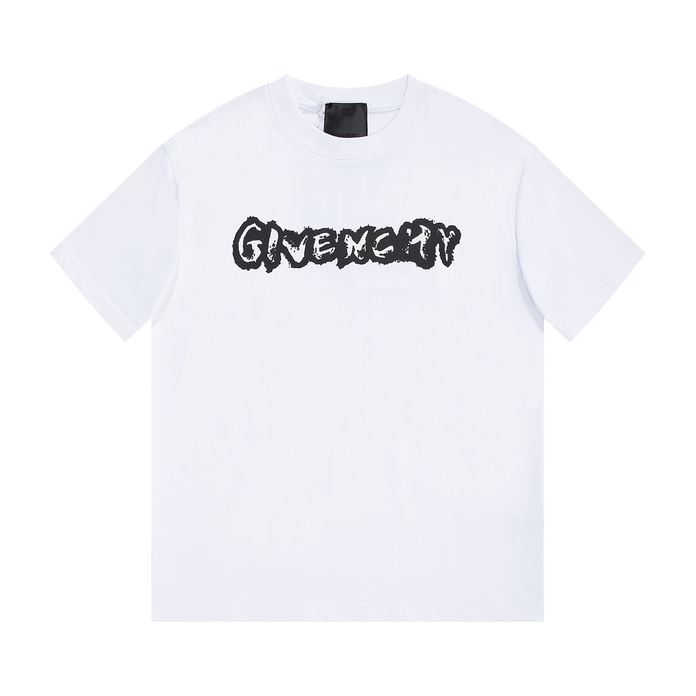 Givenchy-front and back graffiti letter short-sleeve white T-Shirt