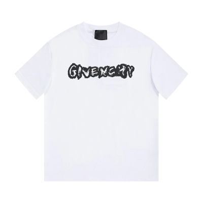 Givenchy-front and back graffiti letter short-sleeve white T-Shirt 01