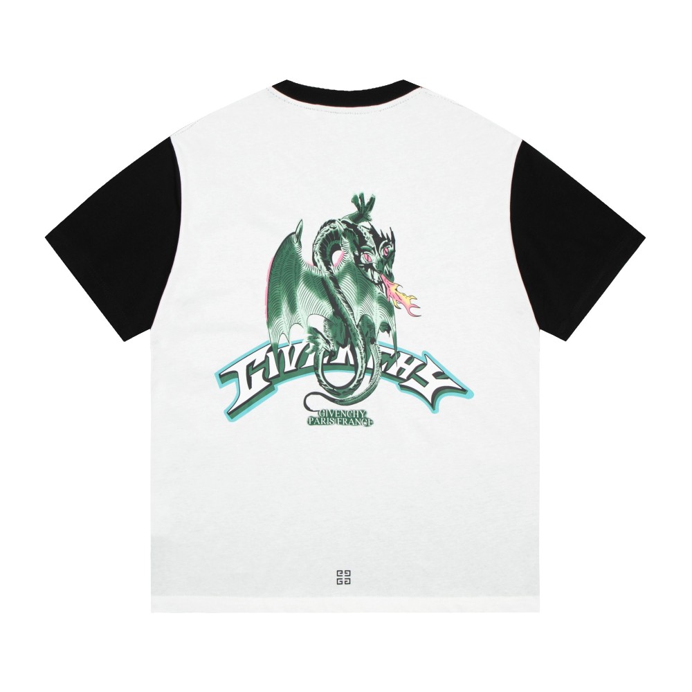 Givenchy-Year of the Dragon Double Color Block Short Sleeves T-Shirt