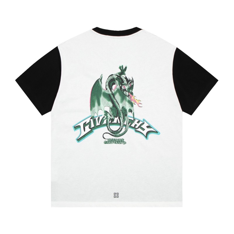 PK Givenchy-Year of the Dragon Double Color Block Short Sleeves T-Shirt