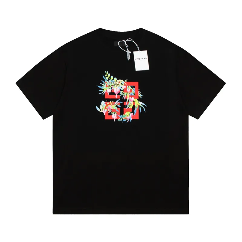 Givenchy-Year of the Dragon Peach Short Sleeve Black T-Shirt