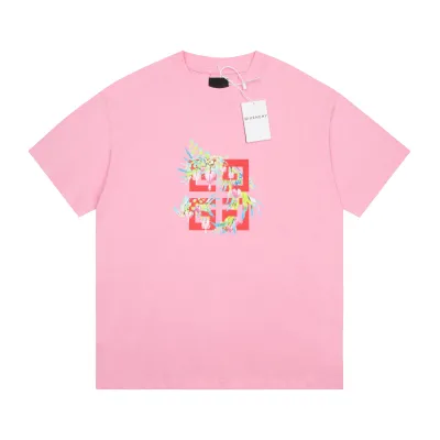 Givenchy-Year of the Dragon Peach Short Sleeve Pink T-Shirt 01
