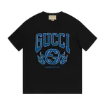 Gucci - Blue Logo Print Short Sleeve T-Shirt Black
