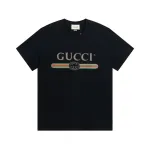 Gucci - Classic Bar Belt Logo Print Short Sleeves Black T-Shirt