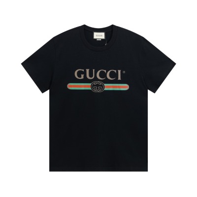 PK Gucci - Classic Bar Belt Logo Print Short Sleeves Black T-Shirt 01