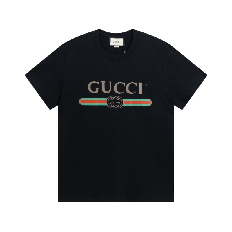 Gucci - Classic Bar Belt Logo Print Short Sleeves Black T-Shirt