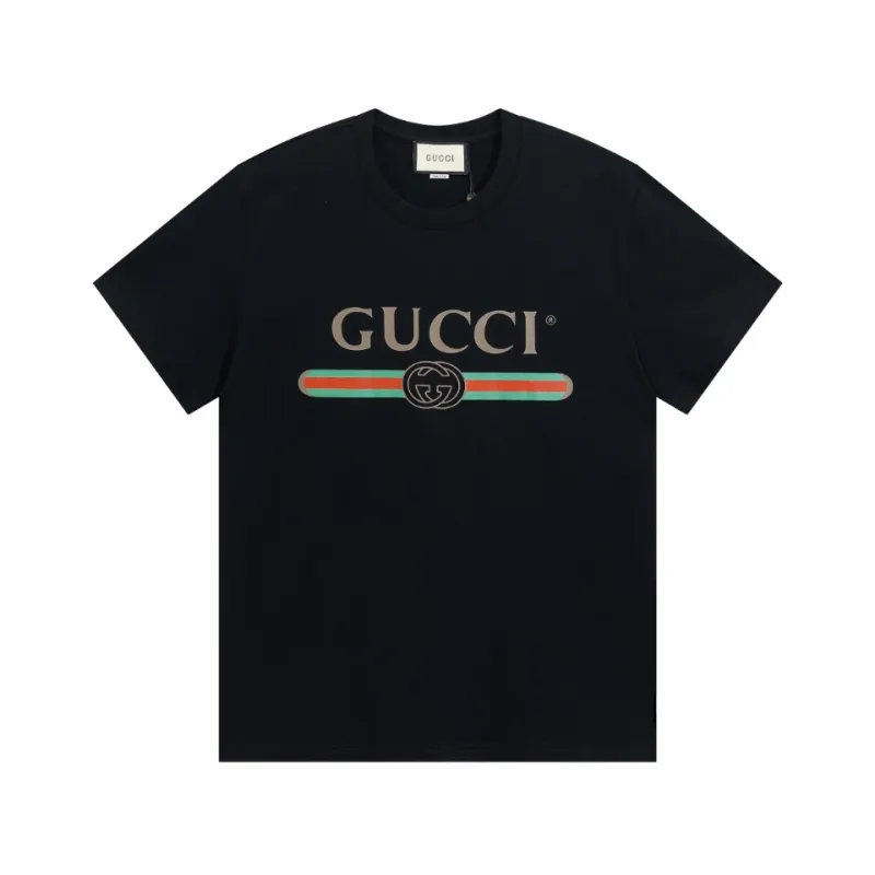 Gucci - Classic Bar Belt Logo Print Short Sleeves Black T-Shirt