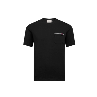 PK Gucci - Pocket Double G Embroidered Short Sleeve T-Shirt Black 01