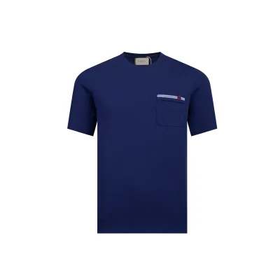 Gucci - Pocket Double G Embroidered Short Sleeve T-Shirt Blue 01